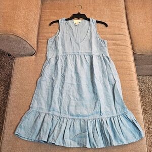 Cynthia Rowley Linen Light Blue Coastal Cottage Minimalist Lagen Midi Dress XS